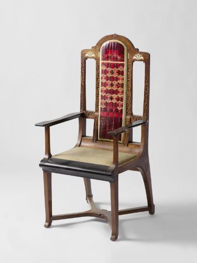 Armchair upholstered with batik parchment