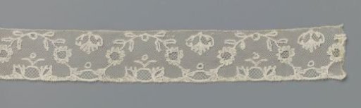 Strip of Bobbin Lace with Arches of Stems with a Large Round Flower