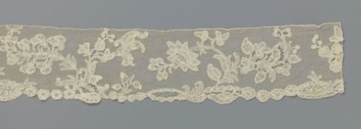 Strip of Bobbin Lace with Forget-Me-Nots and Two Composite Branches