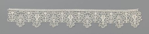 Strip of Needle Lace with Pomegranate and Rayed Crown in Oak Leaves