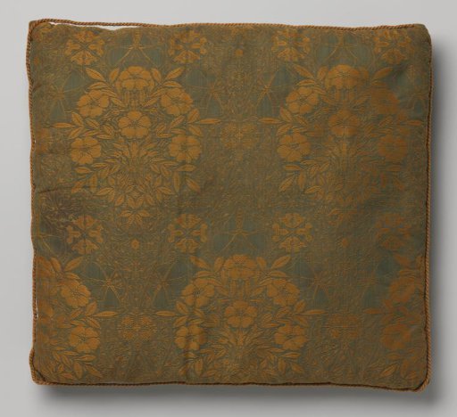 Cushion with stylized flowers and butterflies