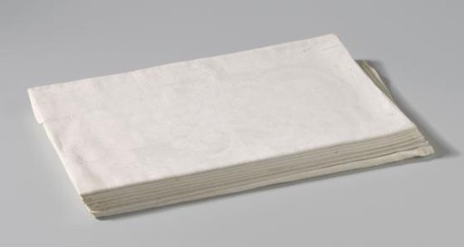 Linen damask tablecloth with a floral pattern