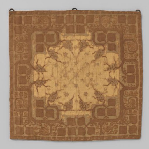 Upholstery of Batiked Silk with a Floral Pattern in Yellow and Brown