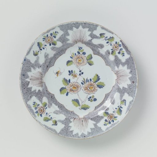 Plate, Painted in Many Colors with Flower Branches