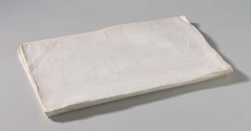 Tablecloth of linen damask with the history of David and Bathsheba