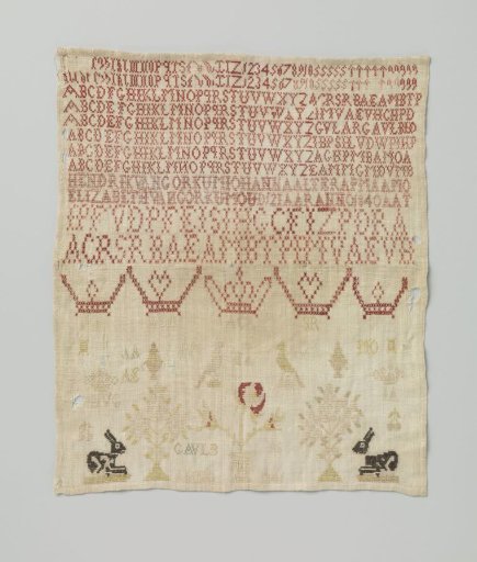 Label of silk on linen