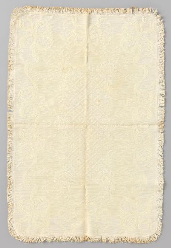 Cradle spread or children's carriage spread of coarse striped cotton, with clover leaves