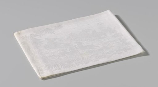 Linen damask napkin with a coat of arms