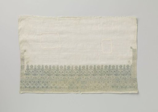 Fragment of a darning patch (?) of silk on cotton muslin