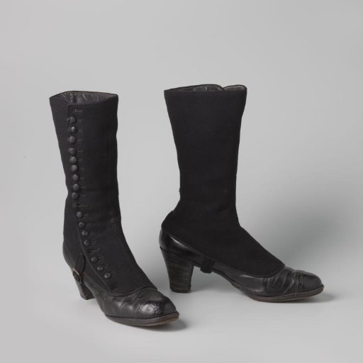 Pair of button boots with false stockings