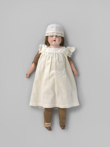 Chemise, belonging to doll "LILLY", with strip, yoke and shoulder straps of English embroidery