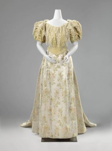 Bow of yellow-green velvet, part of a Japanese-style dress
