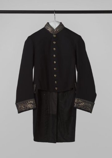 Jacket of black cloth with silver embroidery and buttons with a crowned W