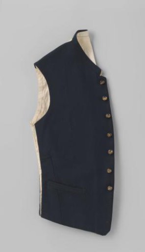 Waistcoat of black cloth with back of white cotton with nine silver buttons with crowned W