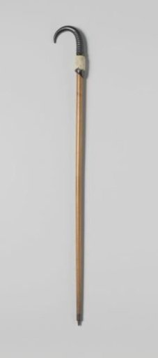 Maple cane with a hook composed of a chamois horn and hoof