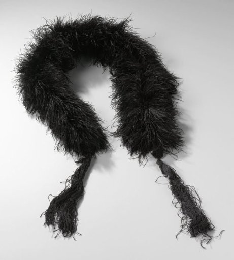 Boa of black ostrich feathers with a black silk tassel on both sides