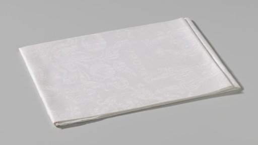 Linen damask napkin with an allegorical image