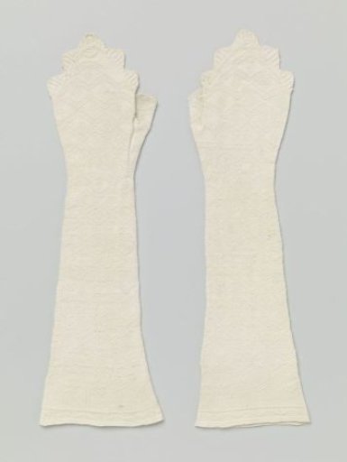 Mitten of white knitted cotton with a separate thumb