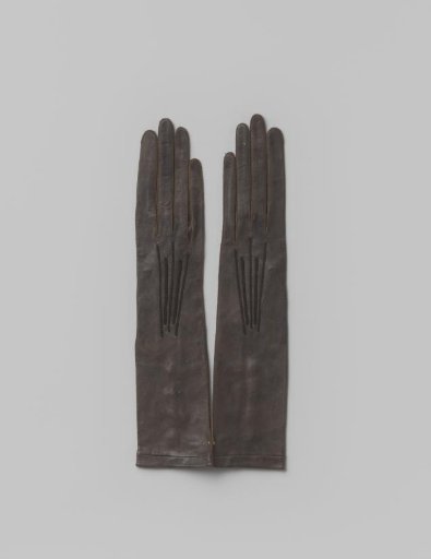 Glove of dark brown glazed leather