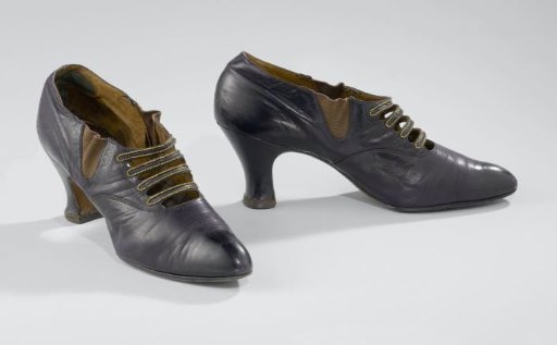 Strap shoe of gold-tanned leather with four straps over the instep decorated with a series of gold-coloured faceted metal beads