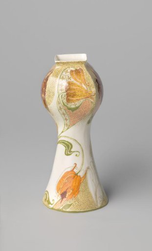 Vase of porcelain, painted in many colors with flowers