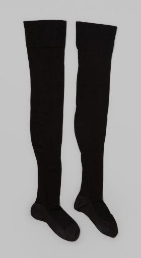 Stocking of plain black silk tricot with a wide cuff
