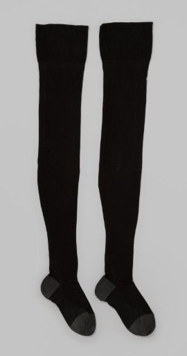 Stocking of plain black silk tricot with cotton heel and toe