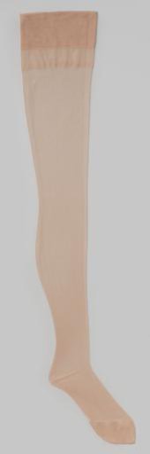 Stocking of plain flesh-colored nylon, knitted to the shape of the leg