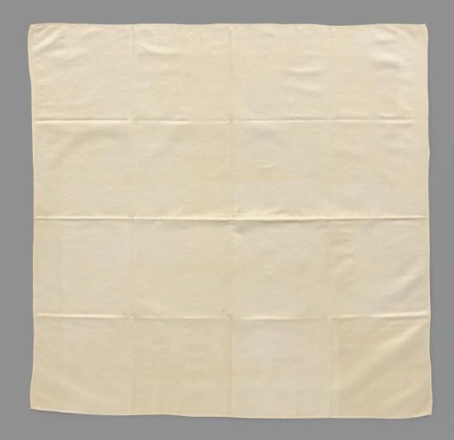 Square Men's Shawl of White Silk, with a Plain Field, Surrounded by a Border with Diagonally Woven Stripes