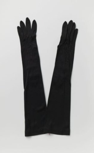 Mourning glove of black silk with two press studs