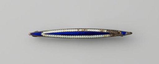 Brooch of Silver with Blue Enamel and Imitation Pearls