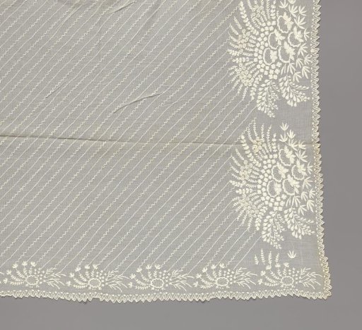 Bridal veil or baptismal veil of gauze weave with tambour work