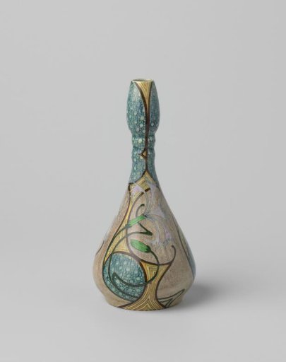 Vase with flowers and ornamental lines