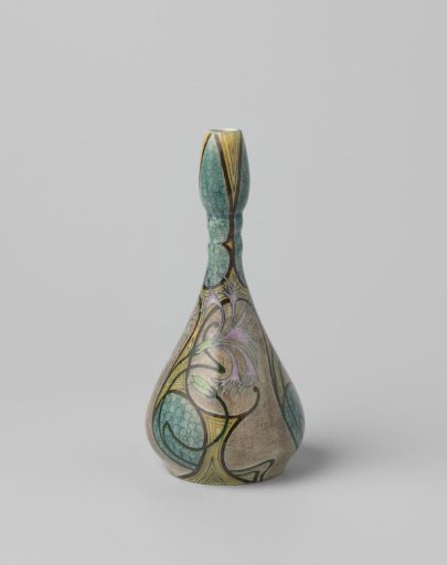 Vase with flowers and ornamental lines