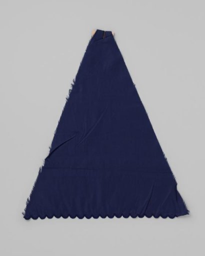 Sector of a parasol canopy of ultramarine cotton; with scalloped border