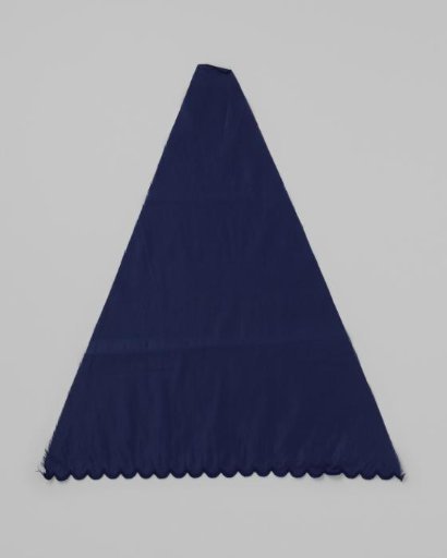 Sector of a parasol cover of ultramarine cotton; with scalloped edge