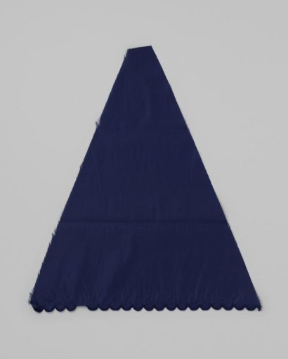 Sector of an umbrella canopy of ultramarine cotton; with scalloped edge