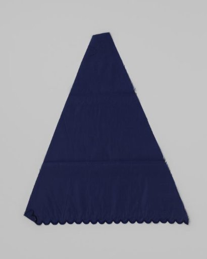 Sector of an umbrella canopy of ultramarine cotton; with scalloped edge