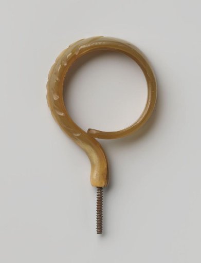 Parasol knob, light grey horn in the shape of a question mark
