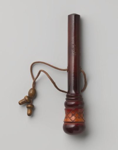 Handle of painted wood with round knob, for an umbrella or parasol