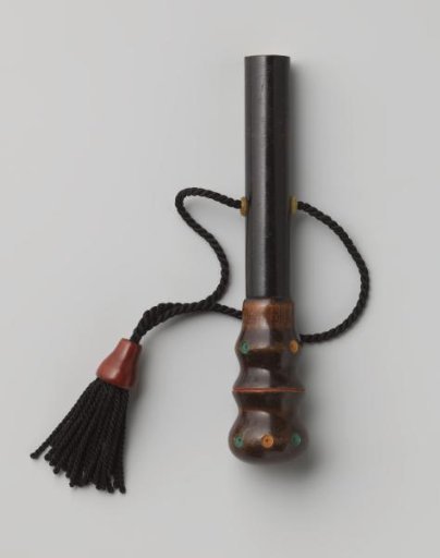 Handle and Round Knob of Painted Wood, for an Umbrella or Parasol