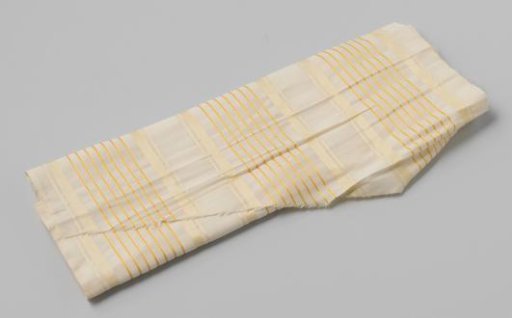 Coupon of White Cotton with Stripes in White and Orange Satin