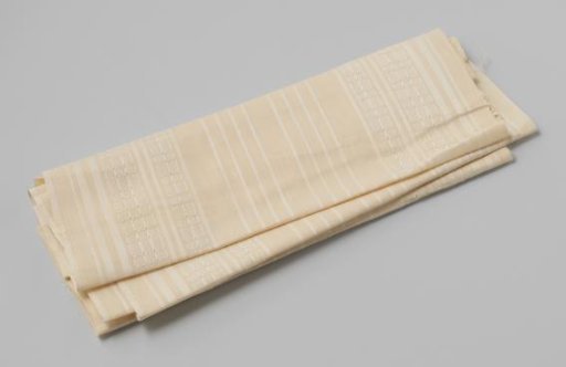 Coupon of white parasol cotton with beige stripes on both sides