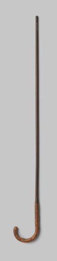 Shaft of an umbrella or parasol of coloured maple with a curved, knotty wooden hook