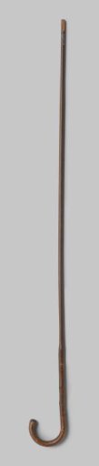 Shaft of an umbrella or parasol of coloured beech wood with knotty, curved wooden hook