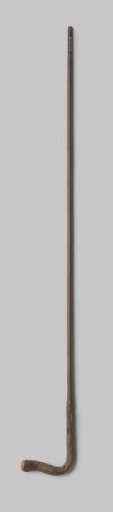 Shaft of an umbrella or parasol of coloured birch wood with knotty, straight hook of coloured, knotty maple (?)