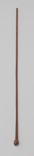 Handle of a Parasol or Umbrella of Bamboo with Smooth Knob and Knotty Wooden Ball