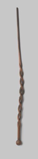 Shaft of an umbrella or parasol of a tropical wood species (amaranth or brownheart?) with partially openwork and twisted shaft on which a round knob