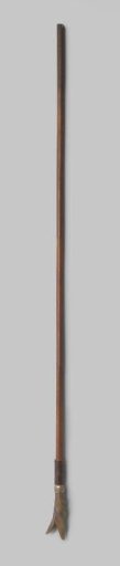 Shaft of an umbrella or parasol with knob of buffalo horn, wood and silver-coloured ring