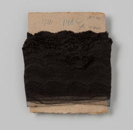 Fringe, scalloped, on black tulle